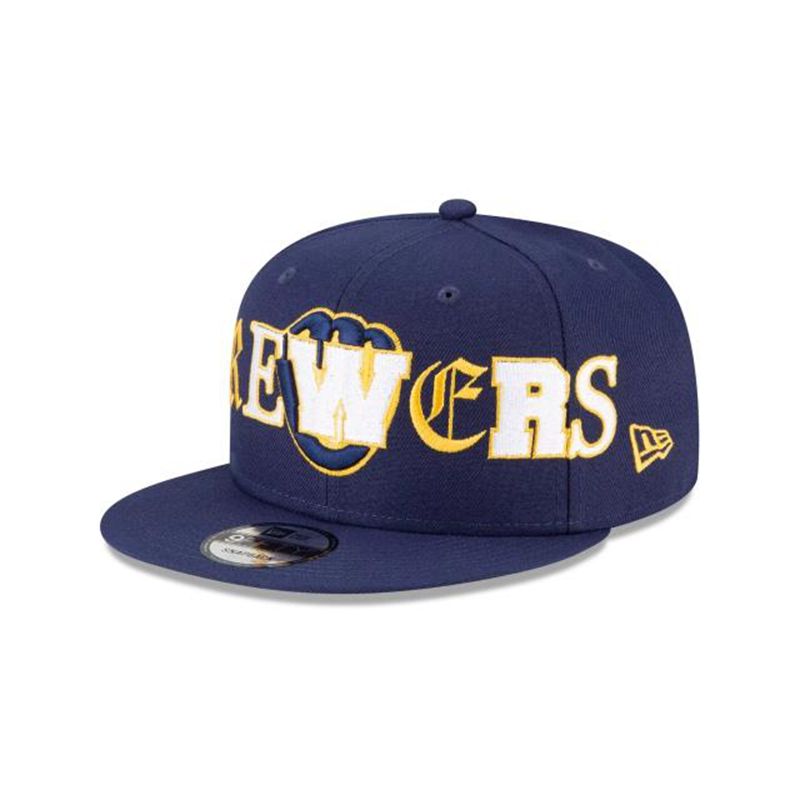 MLB Milwaukee Brewers Mixed Font 9Fifty Snapback (FAT7949) - Blue New Era Caps